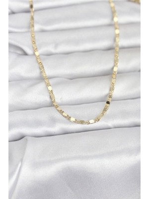 Clariss Gürbelle Özel_cm 14K Gold Renk Ezme Zincir 60 cm Kadın Kolye