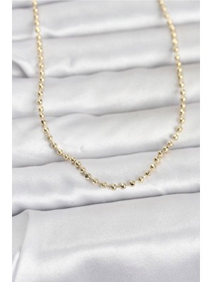 Clariss Gürbelle Özel_cm 14K Gold Renk Top Zincirli Model 60 cm Kadın Kolye