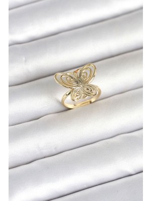 Clariss Gürbelle Özel_pirinç Gold Renk Füsun Kelebek Model Kadın Yüzük