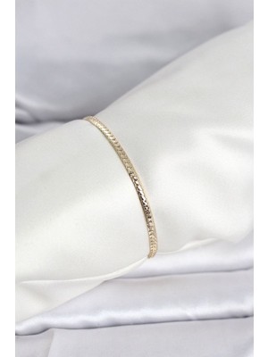 Clariss Gürbelle Özel_cm 14K Gold Renk Yassı Zincir Model Kadın Bileklik