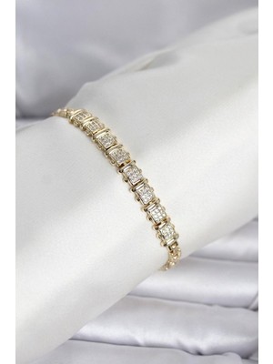 Clariss Gürbelle Özel_xuping Model Zirkon Taşlı Gold Renk Kadın Bileklik