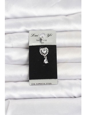 Clariss Gürbelle ÖZEL_316L Cerrahi Çelik Kalp ve Damla Model Göbek Piercing