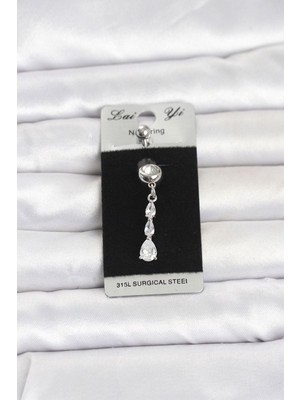 Clariss Gürbelle ÖZEL_316L Cerrahi Çelik Sallantılı Damla Model Göbek Piercing