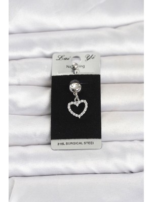 Clariss Gürbelle ÖZEL_316L Cerrahi Çelik Sallantılı Kalp Model Göbek Piercing