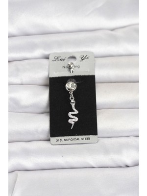 Clariss Gürbelle ÖZEL_316L Cerrahi Çelik Sallantılı Yılan Model Göbek Piercing