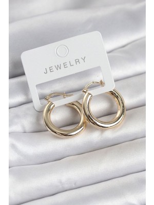 Clariss Gürbelle Özel_gold Renk Pirinç Halka 25 mm Kadın Küpe
