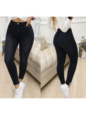 Etiler Collection Kadın Yüksek Bel Yırtık Desenli Skınny Kot Pantolon