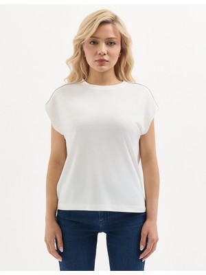Karaca Ekru Modal Karışımlı O Yakalı Pike T-Shirt