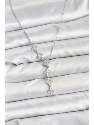 Uravas Store 316L Çelik Zincir Gümüş Renk Yonca Model Kadın Kolye - TJ-BKO10675