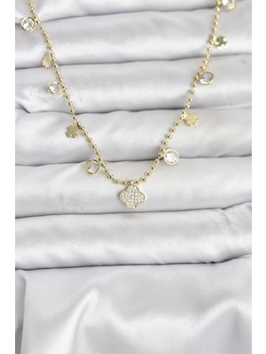 Uravas Store Pirinç Gold Renk Yonca Model Kadın Kolye - TJ-BKO10641