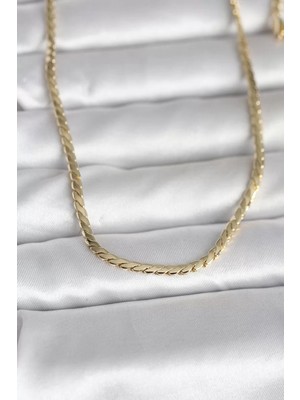Uravas Store cm 14K Gold Renk Yassı Model 60 cm Kadın Kolye - TJ-BKO10994