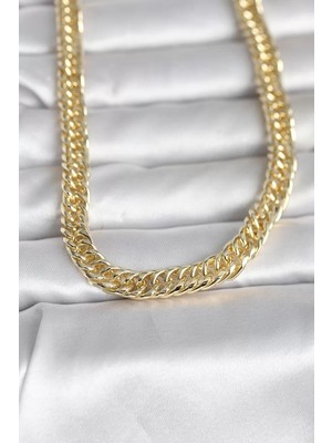 Uravas Store cm 14K Gold Renk Kalın Zincir Model 60 cm Kadın Kolye - TJ-BKO10998