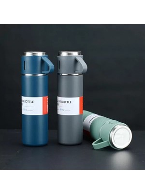 Paslanmaz Çelik Bardaklı Termos Seti 500 ml