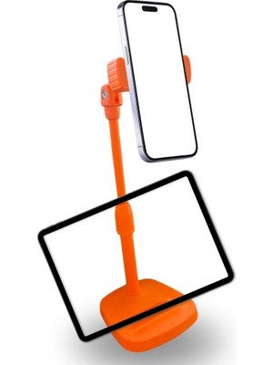 Masa Üstü Tablet ve Telefon Tutucu Plastik Aparat Turuncu Telefon Standı