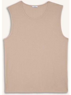 DeFacto %100 Pamuk Regular Fit Bisiklet Yaka Bej Melanj Atlet H7131AX26SM
