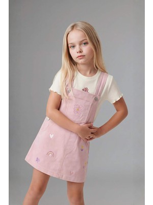 DeFacto Kalın Askılı Gabardin Açık Pembe Elbise Kız Bebek H9617A526AU