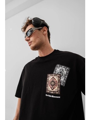 Mbb E-Ticaret Erkek Yazlık Bisiklet Yaka Baskılı Regular Fit Tişört Kısa Kol T-Shirt - Siyah