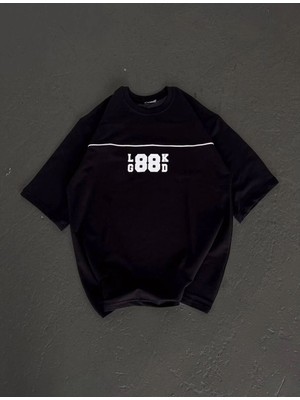 Mbb E-Ticaret Kadın Baskılı T-Shirt Kısa Kol Bisiklet Yaka Oversize Rahat Kalıp Günlük Tişört   - Siyah