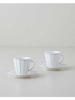 English Home Soft Cloud Stoneware 4 Parça 2 Kişilik Kahve Fincan Takımı 70 ml Açık Mavi
