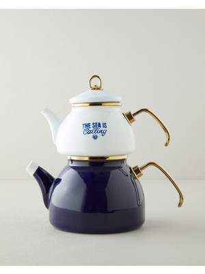 English Home Blue Horizon Emaye Çaydanlık 1,1 Litre + 2,3 Litre Lacivert