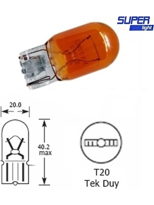 Mbb E-Ticaret Super Light T20 Dipsiz Turuncu Park Ampulü Tek Duy 2'LI