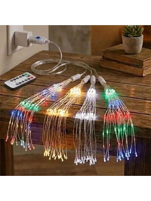 Mbb E-Ticaret Buffer® 4’lü Açılır LED Işık Seti – 8 Farklı Işık Modlu, Kumandalı, USB Kablolu Renkli Dekoratif Fiber LED Lamba
