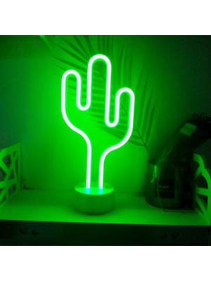 Mbb E-Ticaret Buffer® Kaktüs Dekoratif Neon LED Masa ve Duvar Lambası Gece Lambası