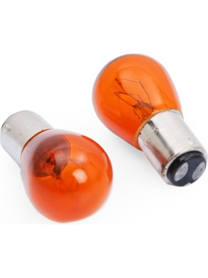 Mbb E-Ticaret Superlight BAZ15D/7225 21/5W 12V Halojen Fren Sinyal Ampulü Çift Duy 2 Adet Turuncu