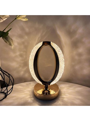 Mbb E-Ticaret Buffer® Yuvarlak Model USB Şarjlı Dokunmatik 3farklı Işık Modlu Masa Üstü Kristal Akrilik Lamba LED