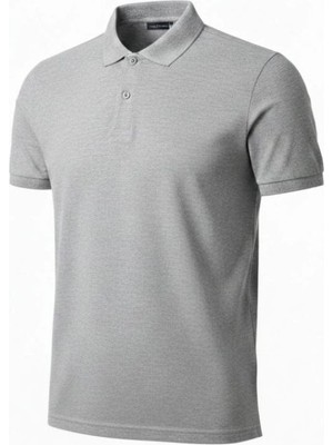 Mbb E-Ticaret Erkek Polo Yaka Düğmeli Pike Kumaş Tişört Regular Fit Kısa Kol T-Shirt - Gri