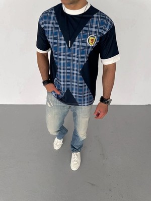Mbb E-Ticaret Erkek Bisiklet Yaka Baskılı Kısa Kol Oversize T-Shirt - Siyah