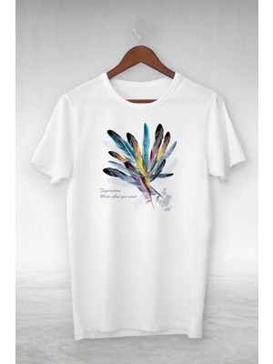Mbb E-Ticaret Kadın Baskılı T-Shirt Kısa Kol Bisiklet Yaka Oversize Rahat Kalıp Tişört - Beyaz