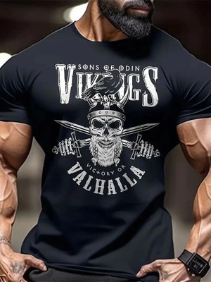 Mbb E-Ticaret Erkek Ön ve Arka Baskılı T-Shirt Kısa Kol Bisiklet Yaka Regular Fit Tişört - Siyah