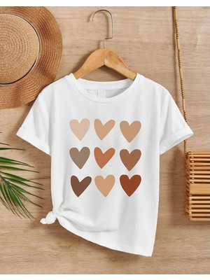 Mbb E-Ticaret Kız Çocuk Bisiklet Yaka Baskılı T-Shirt - Beyaz