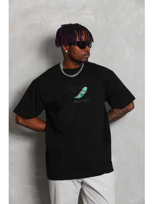 Mbb E-Ticaret Erkek Baskılı T-Shirt Kısa Kol Bisiklet Yaka Rahat Kalıp Tişört - Siyah
