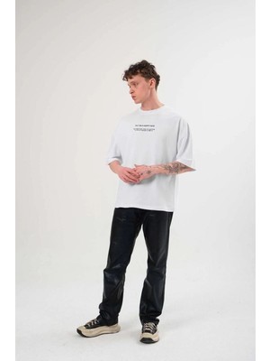 Mbb E-Ticaret Erkek Baskılı T-Shirt Kısa Kol Bisiklet Yaka Regular Fit Rahat Kalıp Günlük Tişört - Beyaz
