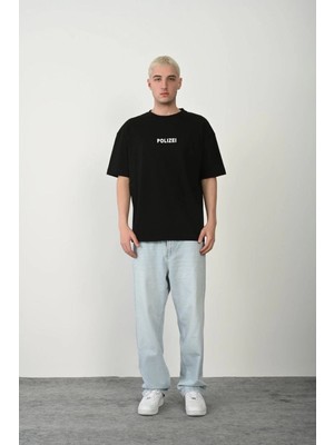 Mbb E-Ticaret Erkek Baskılı T-Shirt Kısa Kol Bisiklet Yaka Rahat Kalıp Tişört - Siyah