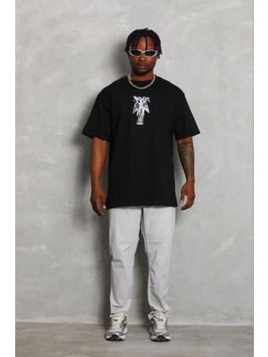 Mbb E-Ticaret Erkek Baskılı T-Shirt Kısa Kol Bisiklet Yaka Regular Fit Tişört - Siyah