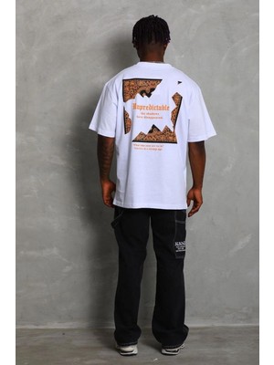 Mbb E-Ticaret Erkek Baskılı Tişört Kısa Kol Bisiklet Yaka Oversize T-Shirt - Beyaz