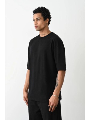Mbb E-Ticaret Erkek Tişört Düz Basic Penye Yazlık Bisiklet Yaka Kısa Kol T-Shirt - Siyah