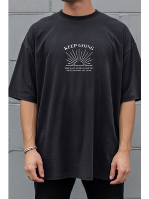 Mbb E-Ticaret Unisex Oversize 24/1  Süprem Kumaş Penye Baskılı Tişört Pamuklu Ribanalı Bisiklet Yaka Kısa Kollu