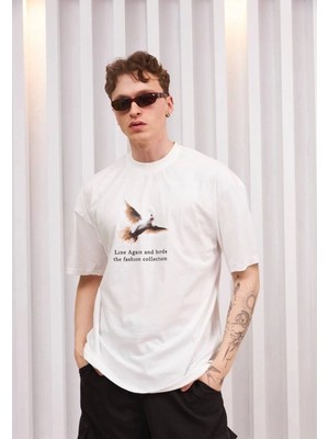 Mbb E-Ticaret Erkek Kısa Kol Yazlık Tişört Bisiklet Yaka Baskılı Oversize T-Shirt - Siyah