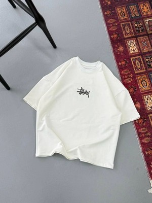 Mbb E-Ticaret Erkek Kısa Kol Yazlık Tişört Bisiklet Yaka Baskılı Oversize T-Shirt - Beyaz