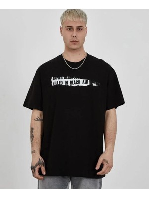 Mbb E-Ticaret Erkek Kısa Kol Yazlık Tişört Bisiklet Yaka Baskılı Oversize T-Shirt - Siyah