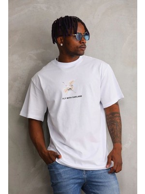 Mbb E-Ticaret Erkek Baskılı T-Shirt Kısa Kol Bisiklet Yaka Rahat Kalıp Tişört - Beyaz