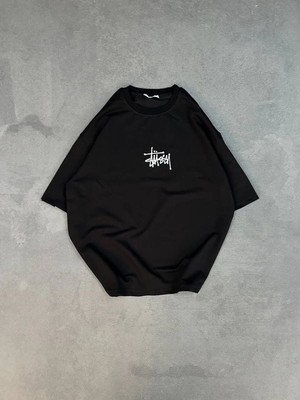 Mbb E-Ticaret Kadın Bisiklet Yaka Baskılı Oversize  Kısa Kol T-Shirt - Siyah