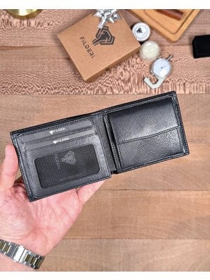 Fil Deri Hakiki Deri Bozuk Para Bölmeli Çift Para Bölmeli Erkek Cüzdan 2147
