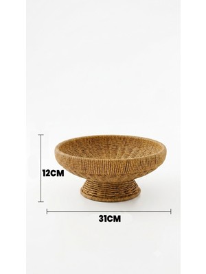 Destpak 31CM Ayaklı Sunumluk - Dekoratif Meyvelik Çerezlik - Rattan Kase Tabak Sepet - Ekstra Kaliteli Çelik Hasır