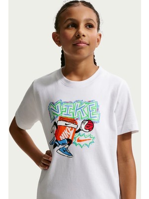 Nike Sportswear Kids Tee Box Hoops Kids Tee Grafik Baskılı Çocuk Tişört Beyaz