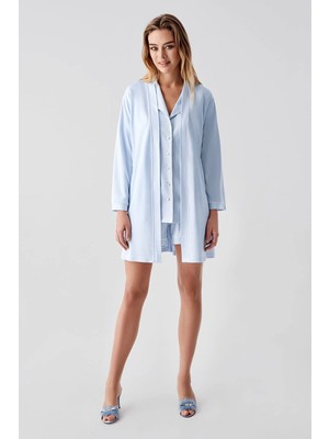 EkoAlışverişDünyam Freshness 324 Kadın 4'lü Sabahlıklı Şorlu Pijama Takımı